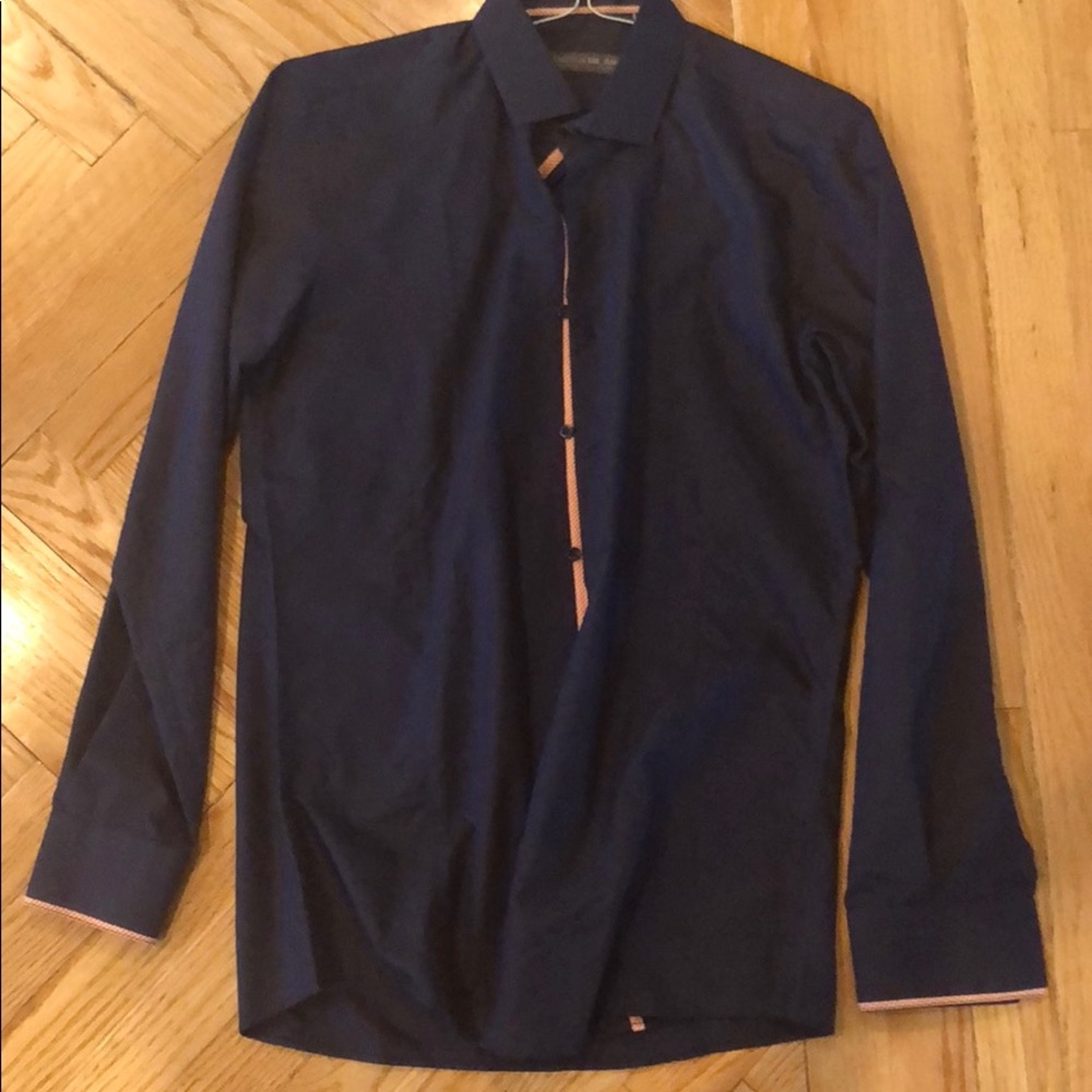 ENZO DI MILANO blue button down shirt M